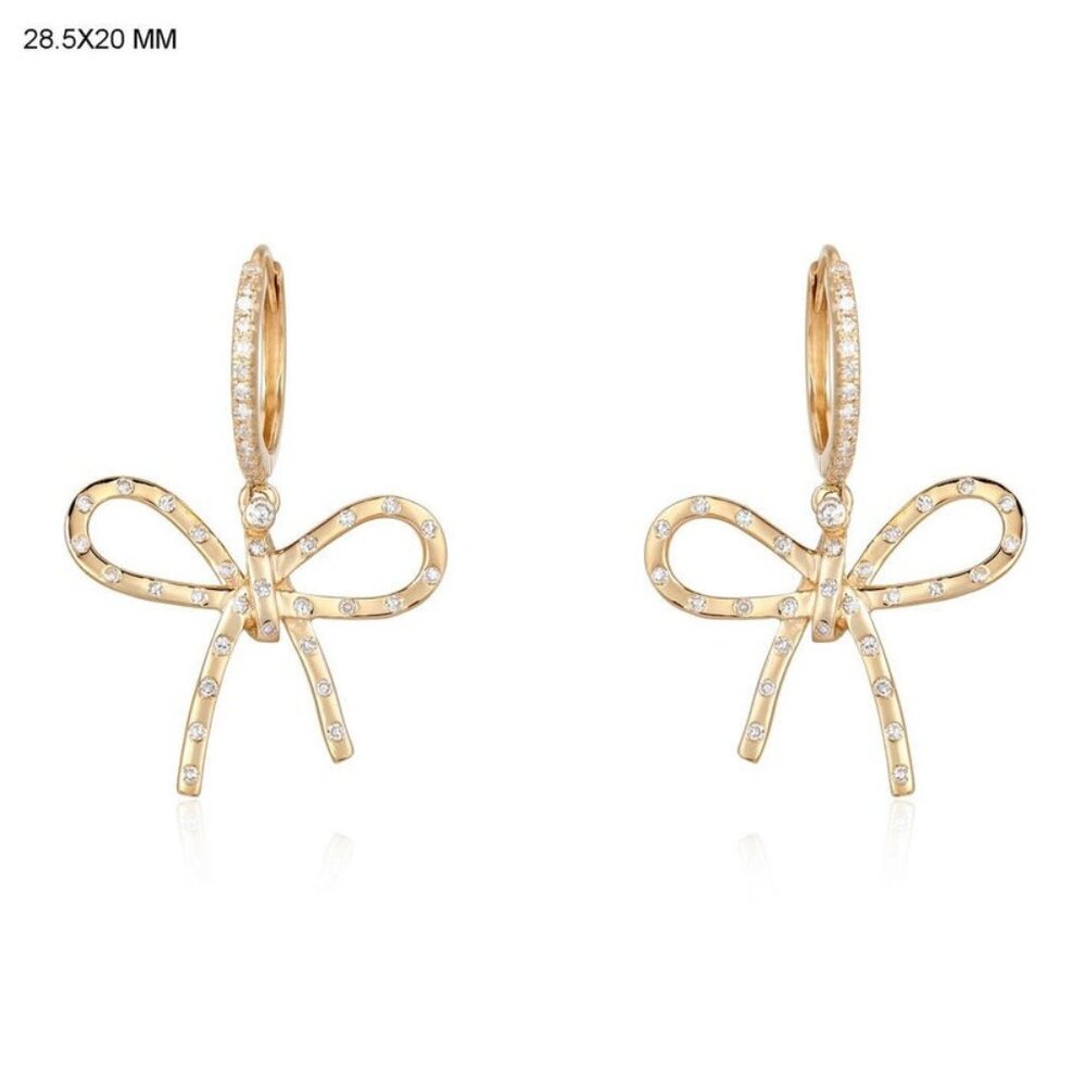 Gilded Diamond 14K (or 18k upon request) Yellow Gold Drops Earrings